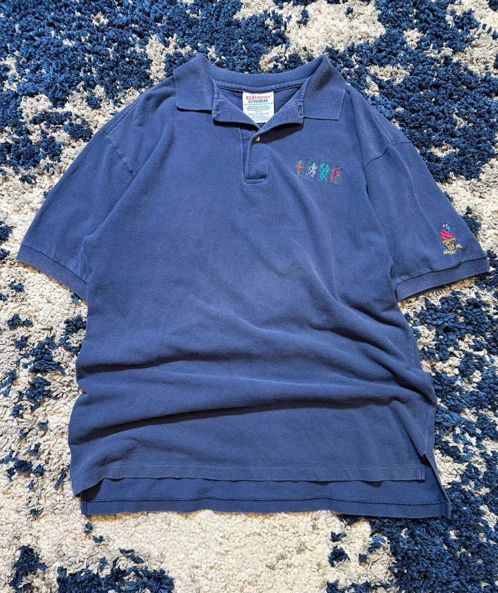 Hanes Activewear 1996 Atlanta Olympics Polo Shirt Adult L Blue